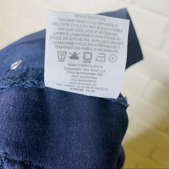 Tory Burch Skinny Jean Navy Blue Stretchy High Rise Pants Women 25 Size 2 - Picture 8 of 10